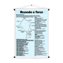 Banner Educativo em Lona Bíblico Catequese Rezando o Terço 70x55cm