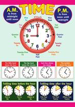 Banner Educativo em Lona Inglês Aprendendo as Horas - 85x60cm Banner Educativo em Lona Inglês Aprendendo as Horas - 85x60cm