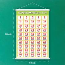 Banner Educativo em Lona Números Ímpares de 1 à 100 - 85x60cm Banner Educativo em Lona Números Ímpares de 1 à 100 - 85x60cm