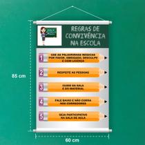 Banner Educativo em Lona Regras de Convivência 70x55cm Banner Educativo em Lona Regras de Convivência 70x55cm