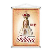 Banner Educativo em Lona Religioso Nossa Senhora de Fátima Rogai por Nós Textura Flores