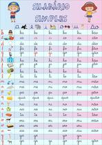 Banner Educativo em Lona Silabário Simples Gradiente Crianças Felizes 70x55cm