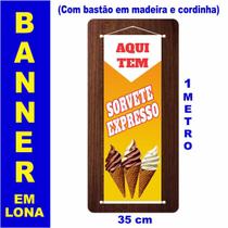 Banner em Lona bastão e Cordinha 1m x 35cm SORVETE EXPRESSO - StarColor