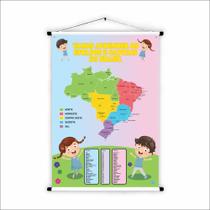 Banner em Lona Educativo Vamos aprender estados e capitais Brasil - 85x60cm