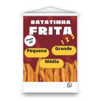 Banner em lona para Batata frita com preço editável. Uso interno e externo