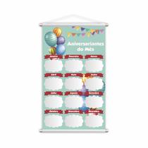 Banner Escolar Pedagógico Aniversariantes Do Mês 120x65cm Banner Escolar Pedagógico Aniversariantes Do Mês 120x65cm