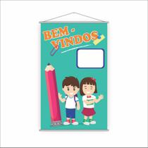 Banner Escolar Pedagógico Bem Vindos 80x50cm