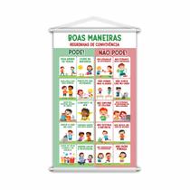 Banner Escolar Pedagógico - Boas Maneiras 120x65cm