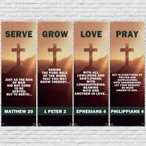 Banner EYNDYN Iglesia 60x180 cm Juego de 4 Piezas con Escrituras