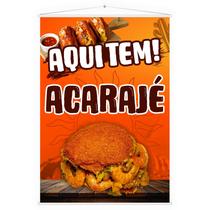 Banner Faixa Lona Aqui Tem Acarajé Lanchonete Comida 100x70