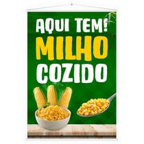 Banner Faixa Lona Aqui Tem Milho Cozido Barraca Venda Quiosque Praia Comércio Divulgação Propaganda 100x70 Impressão Alta Qualidade Resolução Premium