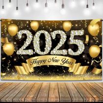 Banner Feliz Ano Novo 2025 KatChon - 72x44 polegadas com Fita Banner Feliz Ano Novo 2025 KatChon - 72x44 polegadas com Fita