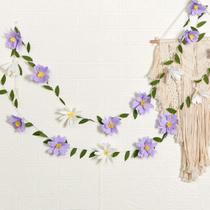 Banner floral de primavera Easy Joy Crepe Paper Flowers branco roxo