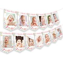 Banner fotográfico Fangleland Wildflower, menina do 1º aniversário, de 1 a 12 meses