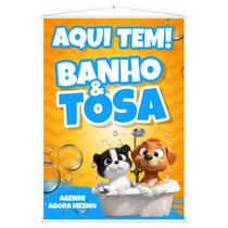 Banner Grande Faixa Lona Aqui Tem Banho Tosa Pet Shop 100x70