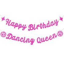 Banner Gybeizhu Rosa-choque Dancing Queen Aniversário Banner Gybeizhu Rosa-choque Dancing Queen Aniversário
