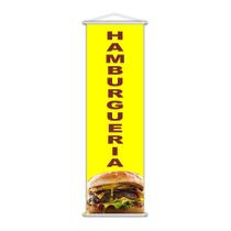 Banner Hamburgueria Lancheria Lanche Amarelo 100X30Cm
