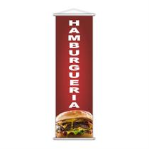 Banner Hamburgueria Lancheria Lanche Lona Serviço 100X30Cm