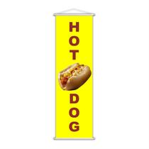 Banner Hot Dog Cachorro Quente Lanche Amarelo 100X30Cm - Plimshop