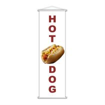 Banner Hot Dog Cachorro Quente Lanche Branco 100X30Cm