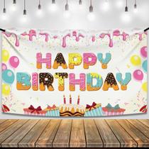 Banner KatChon XtraLarge Donut Feliz Aniversário 183x112cm
