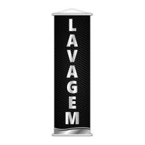 Banner Lavagem Automotiva Carros Serviço Preto 100X30Cm