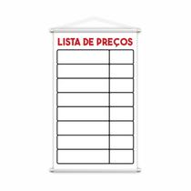 Banner Lista de Preços Tabela Serviço Vendas Lona 60x40cm