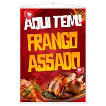Banner Lona Aqui Tem Frango Assado Açougue Mercearia Mercado Propaganda Comércio Divulgação Fachada 100x70 Impressão Alta Qualidade Resolução Premium