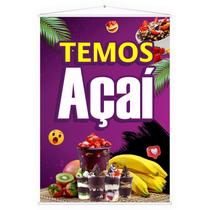 Banner Lona Faixa Temos Açai Sorveteria Açaiteria Lanchonete Divulgação Comércio Propaganda 100x70 Impressão Digital Alta Qualidade Resolução Premium
