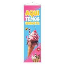 Banner Lona Faixa Temos Sorvete Casquinha Cascão Sorveteria Fachada Propaganda Divulgação Decoração 100x30 Impressão Digital Alta Qualidade Premium