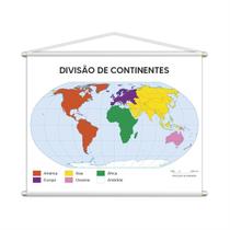 Banner Mapa Escolar Divisão De Continente Geografia 100X80Cm