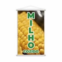 Banner Milho Cozido Verde Amarelo Espiga Lona 60x40cm