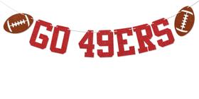Banner Nyvvira Go 49ers Vermelho com Glitter e Decoração de Futebol Americano Banner Nyvvira Go 49ers Vermelho com Glitter e Decoração de Futebol Americano