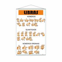 Banner Pedagógico Escolar Libras Números Mãos 80x50cm