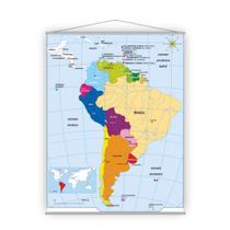 Banner Pedagógico Escolar Mapa América do Sul 80x50cm - PlimShop