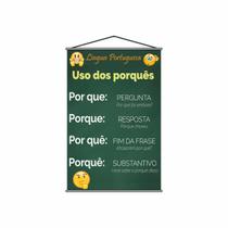 Banner Pedagógico Escolar Português Uso dos Porquês 120x65cm Banner Pedagógico Escolar Português Uso dos Porquês 120x65cm