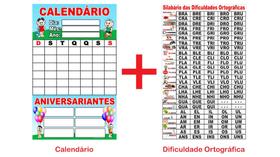 Banner Pedagógico Kit 2 und - Calendário + Dificuldade Ortográfica - 50x80cm - Andorinha Comunicação Visual
