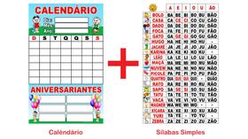 Banner Pedagógico Kit 2 und - Calendário + Silabário Sílabas Simples - 50x80cm