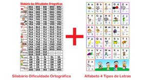 Banner Pedagógico Kit 2 und - Dificuldade Ortográfica + Alfabeto 4 tipos de letras - 50x80cm - Andorinha Comunicação Visual