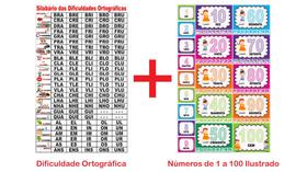 Banner Pedagógico Kit 2 und - Dificuldade Ortográfica + Números de 1 a 100 Ilustrado - 50x80cm - Andorinha Comunicação Visual