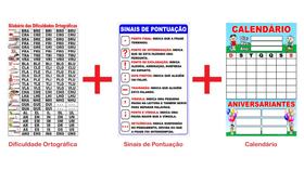 Banner Pedagógico Kit 3 und - Dificuldade Ortográfica + Sinais P + Calendário - 50x80cm