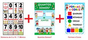Banner Pedagógico Kit 3 und - Números de 0 a 10 T.Mônica / Quantos Somos / Formas e Cores -50x80cm