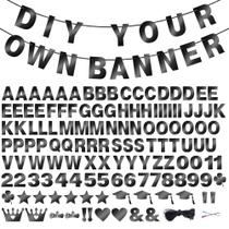 Banner personalizado TMTECHJS 131 peças, banners de cartas DIY, pretos, 13 cm