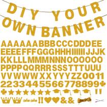 Banner personalizado TMTECHJS Glitter DIY Letter 13 cm dourado 131 unidades Banner personalizado TMTECHJS Glitter DIY Letter 13 cm dourado 131 unidades