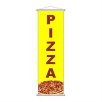 Banner Pizza Pizzaria Comida Serviço Lona Amarela 100X30Cm