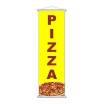 Banner Pizza Pizzaria Comida Serviço Lona Amarela 100x30cm