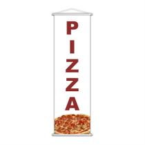 Banner Pizza Pizzaria Comida Serviço Lona Branco 100X30Cm