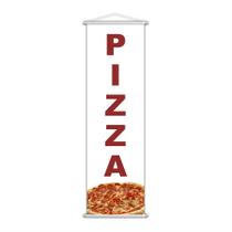 Banner Pizza Pizzaria Comida Serviço Lona Branco 100x30cm Banner Pizza Pizzaria Comida Serviço Lona Branco 100x30cm