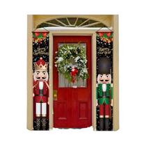 Banner Plano 2D Estilo Militar Vermelho E Verde, Decorações De Porta Quebra-Nozes Feliz Natal, 2