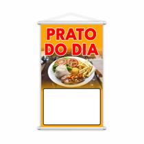 Banner Prato do Dia Restaurante Preço Fundo Branco 80x50cm